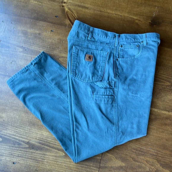 Carhartt Loose Fit Canvas Carpenter Jeans Green - Sz 38x32 - Picture 1 of 14